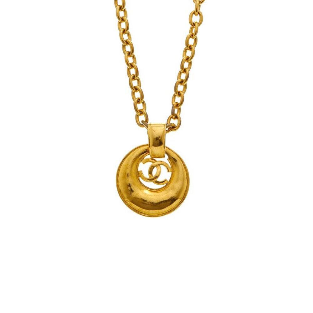 Chanel Plated Cc Logo Pendant Necklace (Authentic Pre-Loved)